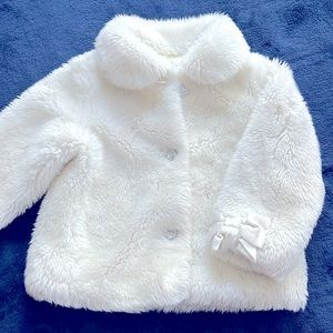 Gorgeous furry coat from Crazy 8 with huge rhinestone buttons! Size 2-3 yrs old
